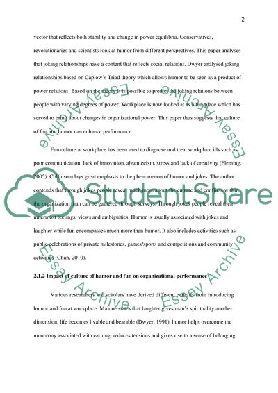 Humor and fun at workplace