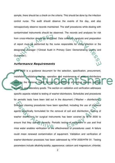 Washer-Disinfector and Medical Equipment Audit Report