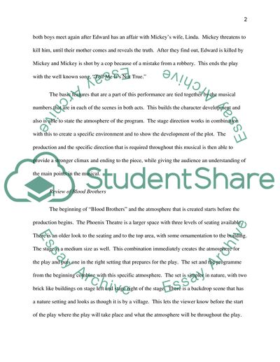 Analysis of Blood Brother Theatre