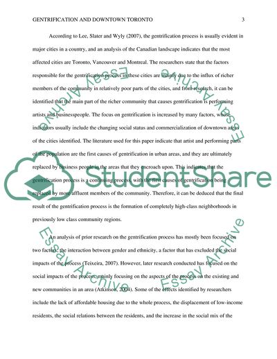 Gentrification and the Social Impacts on Downtown Toronto