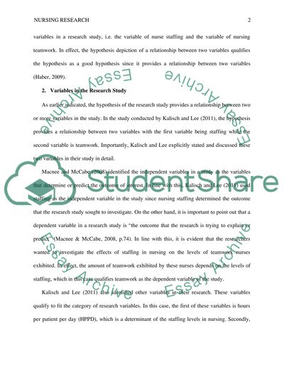 Basic Hypotheses of Nursing