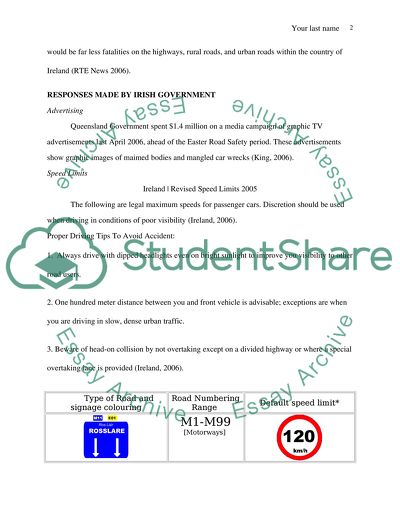 Problem of Road Accident Deaths in Ireland