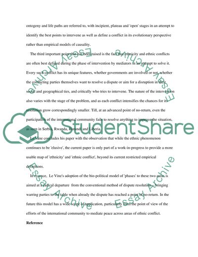 A Critique of Conceptualizing Ethnicity and Ethnic Conflict Article