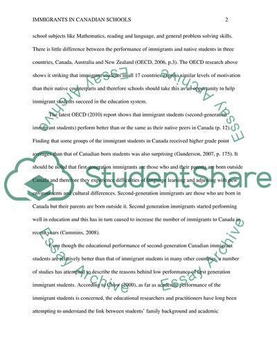 Immigrants In Canadian School