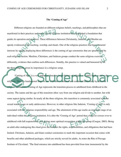 Comparing the Coming of Age Ceremonies of Religions
