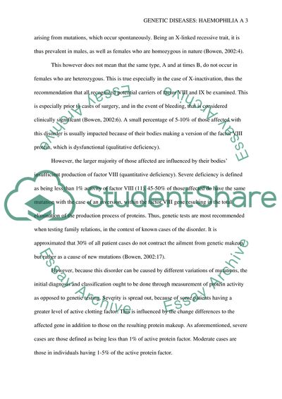 Genetic Diseases: Hemophilia A