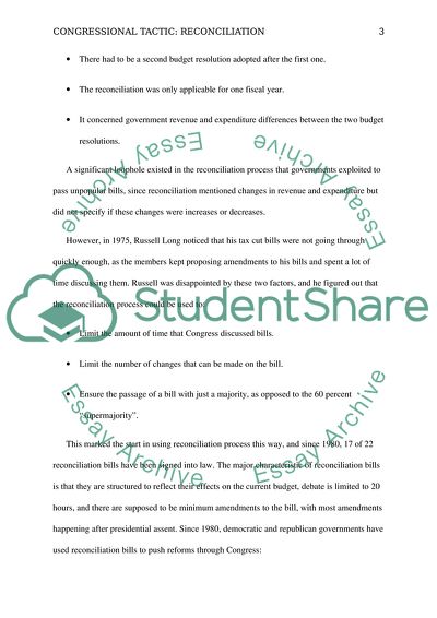 Congressional Tactic: Reconciliation