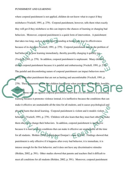 Punishment and Learning