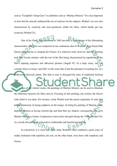 Difference and Similarities between Warhols Films and Art