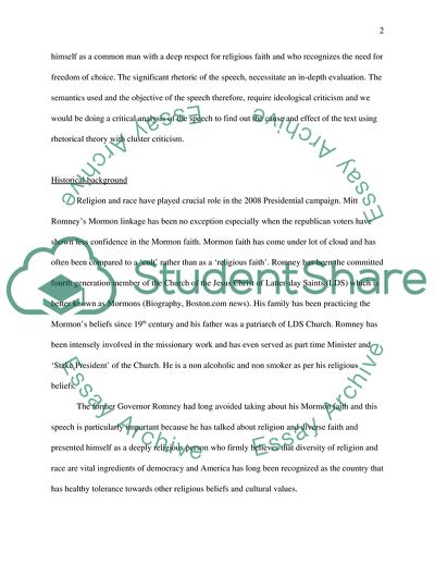 Features of Mitt Romneys Faith Speech