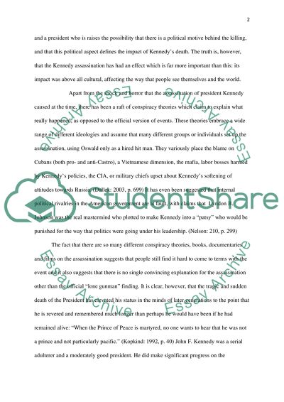 Event in history that had lasting impact on american culture (JFK ASSASINATION)