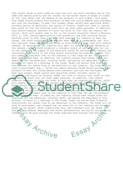 Kodak Industry Evaluation