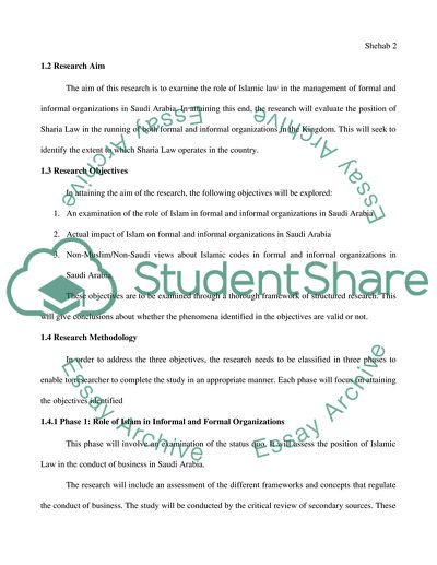 The Role of Islamic Law in the Management of Formal and Informal Organizations in Saudi Arabia