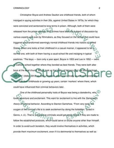 Christopher Boyce and Andrew Daulton Lee Criminology Theories