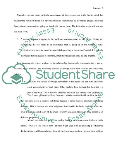 Relationship Between the Mind and the Brain