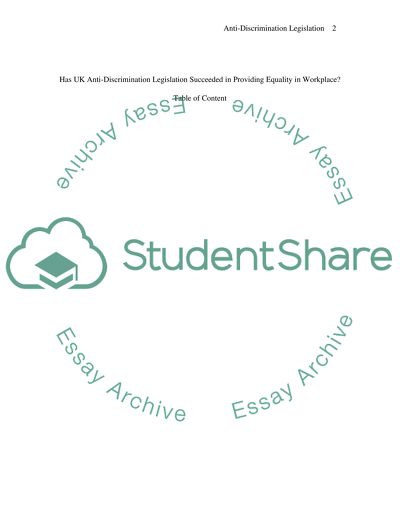 Has UK Anti-Discrimination Legislation Succeeded in Providing Equality in Workplace