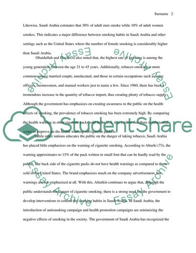 Compare and Contrast Smoking in USA and Smoking in Saudi Arabia