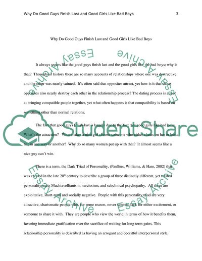 Why Do Good Guys Finish Last and Good Girls Like Bad Boys