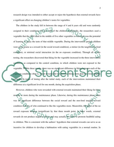 Eating for Pleasure or Profit : The Effect of Incentives on Childrens Enjoyment of Vegetables