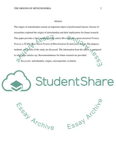 The Origin of Mitochondria