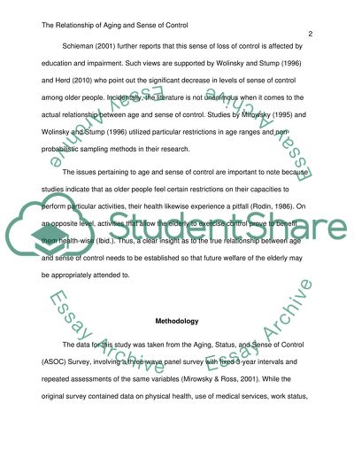 Relationship of Aging and Sense of Control