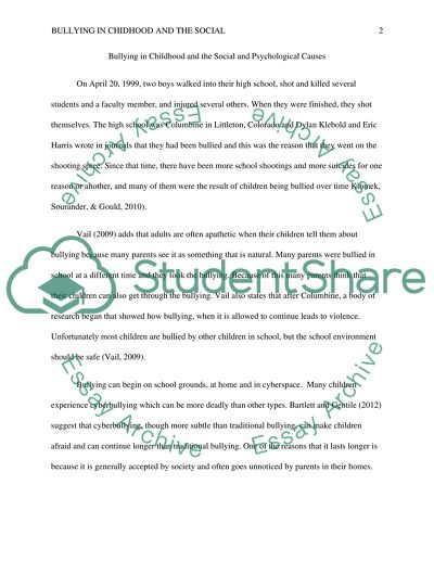 Bullying in Childhood and the Social and Psychological Causes