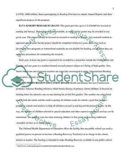 Funding Sources For Action Research Project On At-Risk Children For Literacy In First Grade