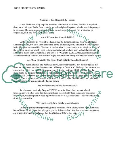 Food Biodiversity Limits