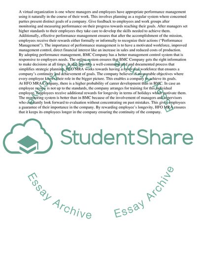 Performance Management in the Companies BMC and HFO MRA