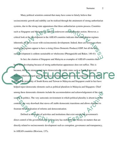 The Relationship between the Presence of the Civil Society and Socioeconomic Stability in the ASEAN Countries