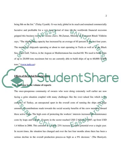 Global Financial Crisis in the Turkish Shipbuilding Industry