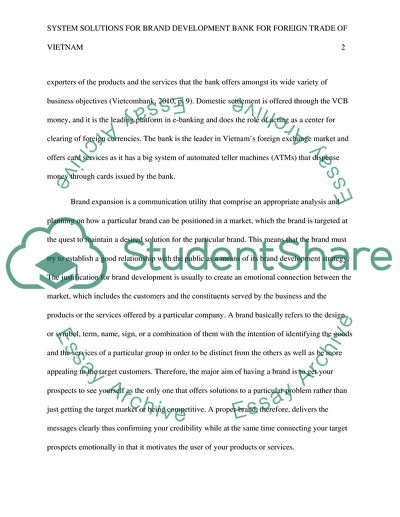 System Solutions for Brand Development Bank for Foreign Trade of Vietnam