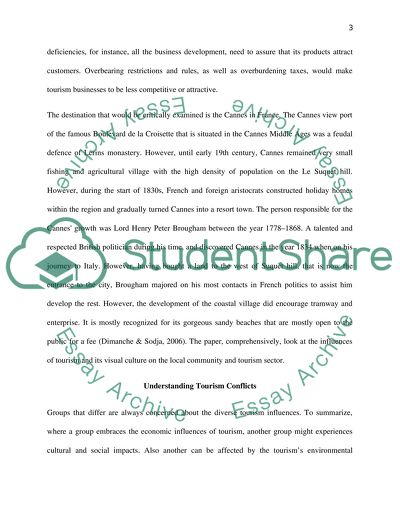 Impact of the Development of Tourism