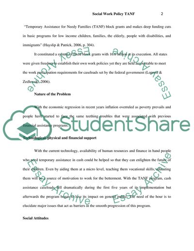 Social Work Policy TANF