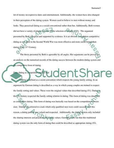 Is Dating as Competition Good or Dad