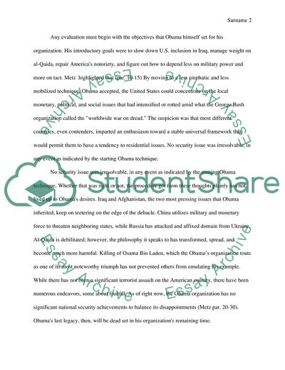 The U.S. National Security Policy under President Obama