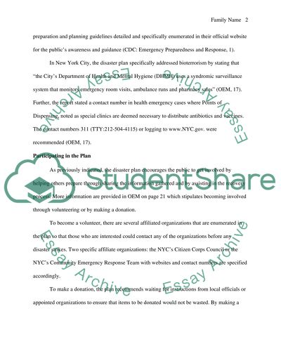 Bioterrorism - Disaster Plan