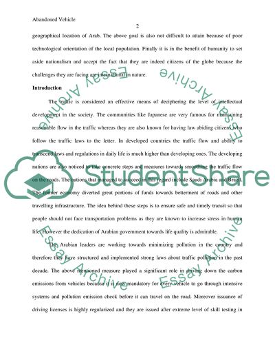 Abandoned Vehicle Problem: A Saudi Arabian Case