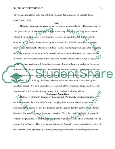 Radiology Department Manager Interview