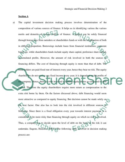 Strategic and Financial Decision Making