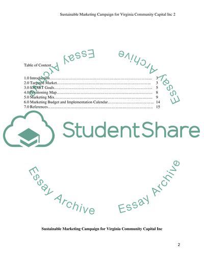 Sustainable Marketing Campaign for Virginia Community Capital Inc