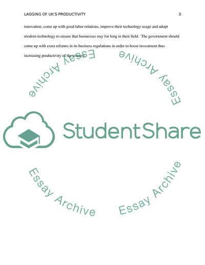 Lagging of the Productivity of the UK