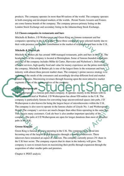 The Beverages Industry and Leisure Industry in the UK