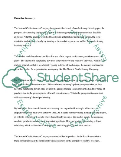 International Marketing of Natural Confectionery Company