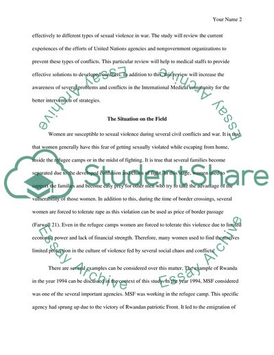 The Humanitarian Response to Rape in War