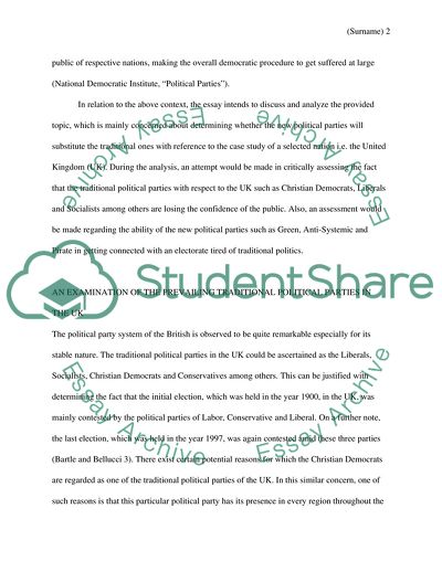 An Examination of the Prevailing Traditional Political Parties in the UK