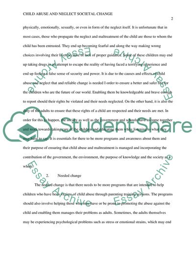 Child Abuse and Neglect Societal Change