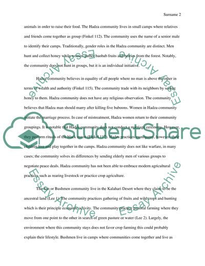 Culture Comparison: Hadza and San