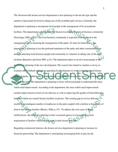 Public Funds Provision for Parks and Leisure Areas