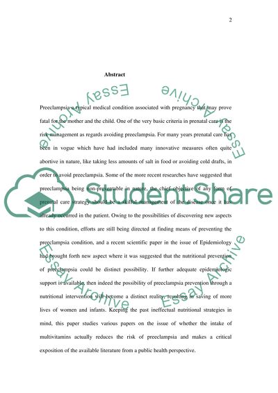 Does the intake of multivitamins reduce the risk of preeclampsia